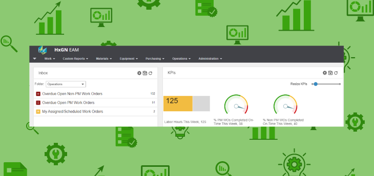 HxGN EAM Dashboard on Green Background